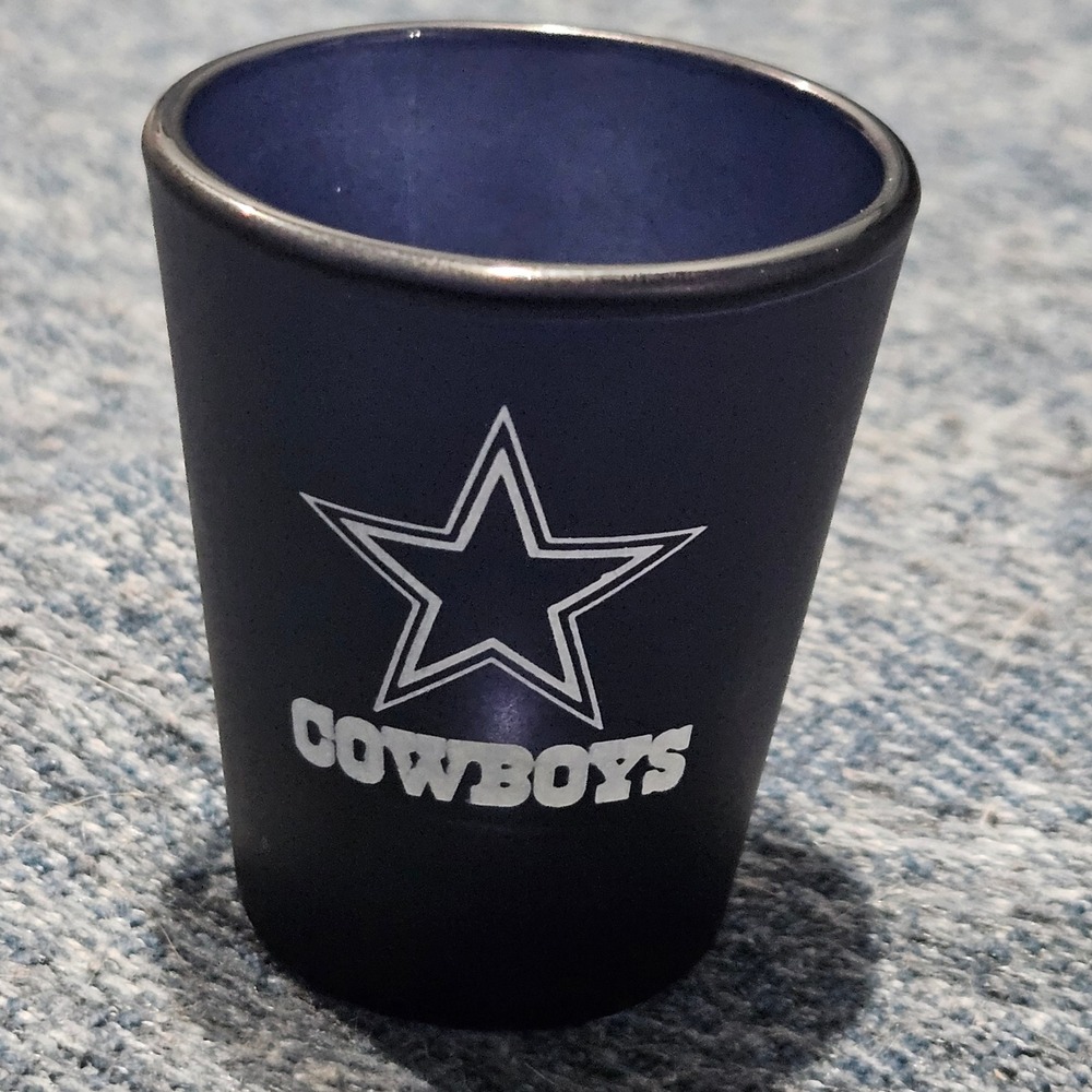 Dallas Cowboys‎ NFL Shot Glass Matte Black Blue Silver Star Logo Barware